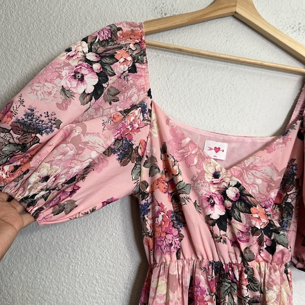 Buddy Love Cottagecore Puff Sleeve Pink Floral Maxi Long Dress Size Small NWT - Picture 5 of 12